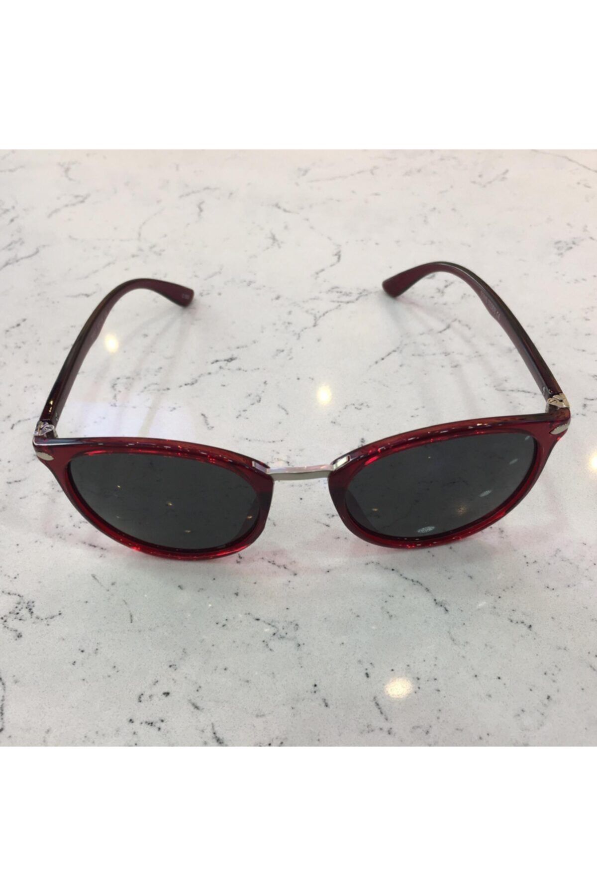 Unisex Bordo Oval Güneş Gözlüğü