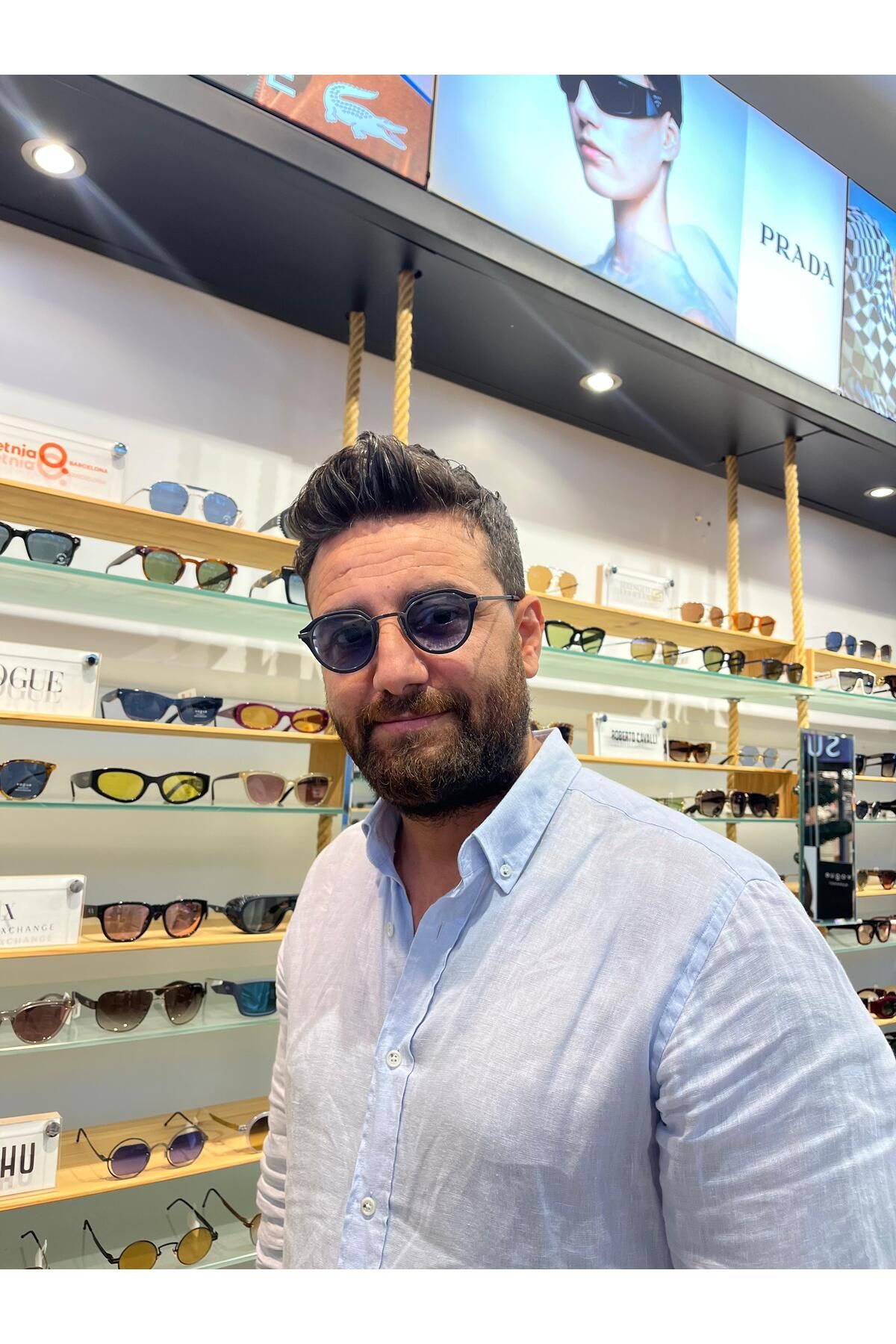 7052 C25 Yuvarlak Unisex Mavi Güneş Gözlüğü