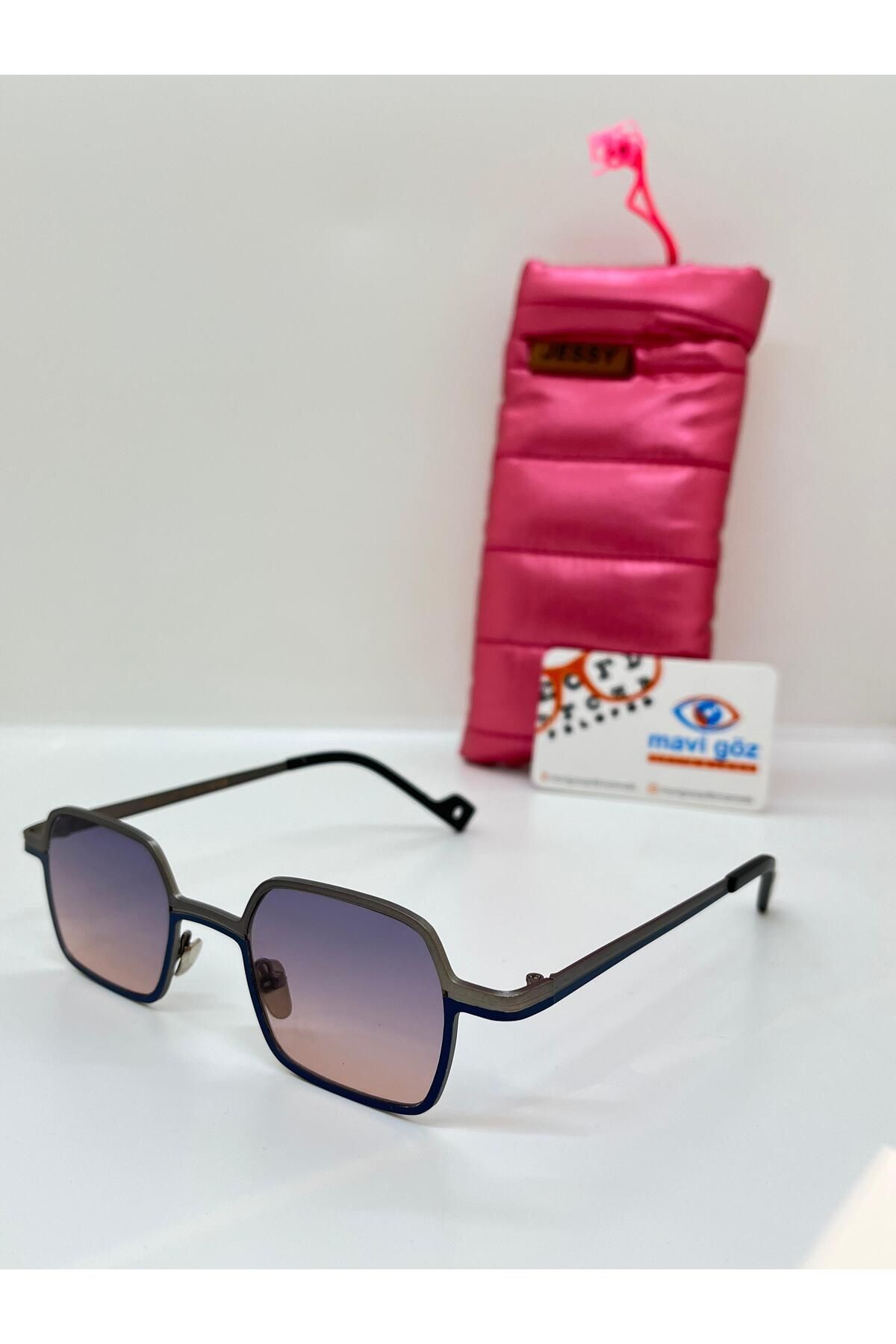 9022 Kare Pembe Camlı Unisex Güneş Gözlüğü