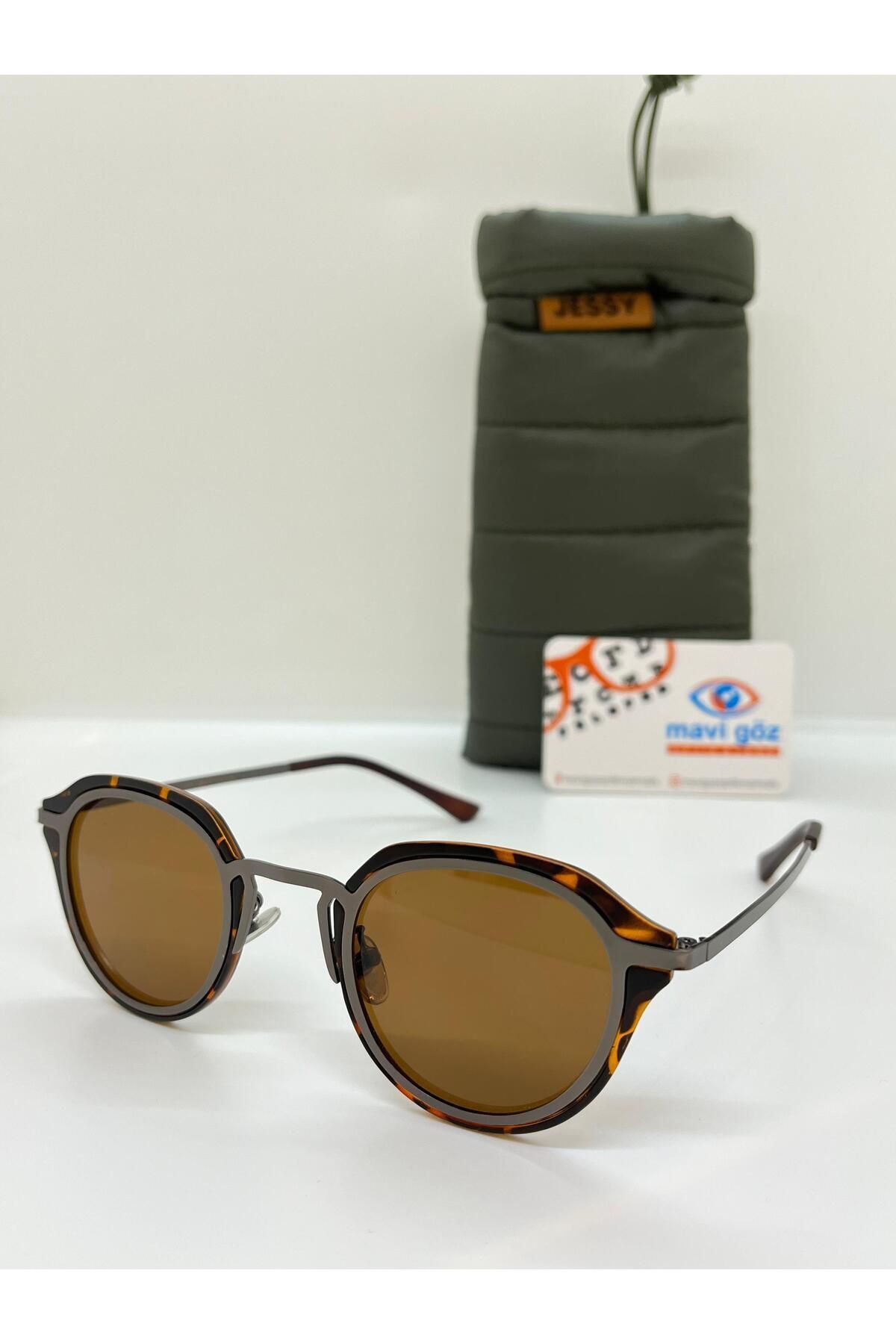 7052 Handmade Kahverengi Kırçıllı Unisex Güneş Gözlüğü