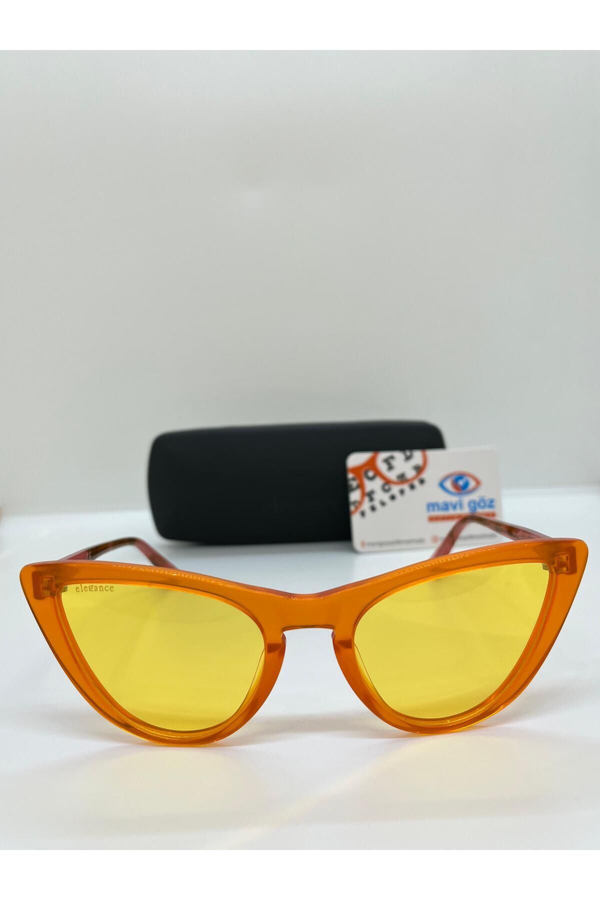 Elegance KYT1858 C1 Cat Eye Turuncu Çerçeve Güneş Gözlüğü