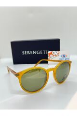 Leonora 8843 Hardal Sarı Çerçeve ve Yeşil Camlı Polarize Unisex Güneş Gözlüğü