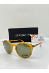 Leonora 8843 Hardal Sarı Çerçeve ve Yeşil Camlı Polarize Unisex Güneş Gözlüğü