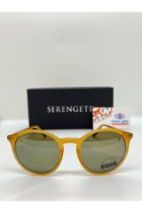 Leonora 8843 Hardal Sarı Çerçeve ve Yeşil Camlı Polarize Unisex Güneş Gözlüğü