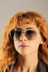 L 210s 718 54 Unisex Geometrik Gold Metal Güneş Gözlüğü