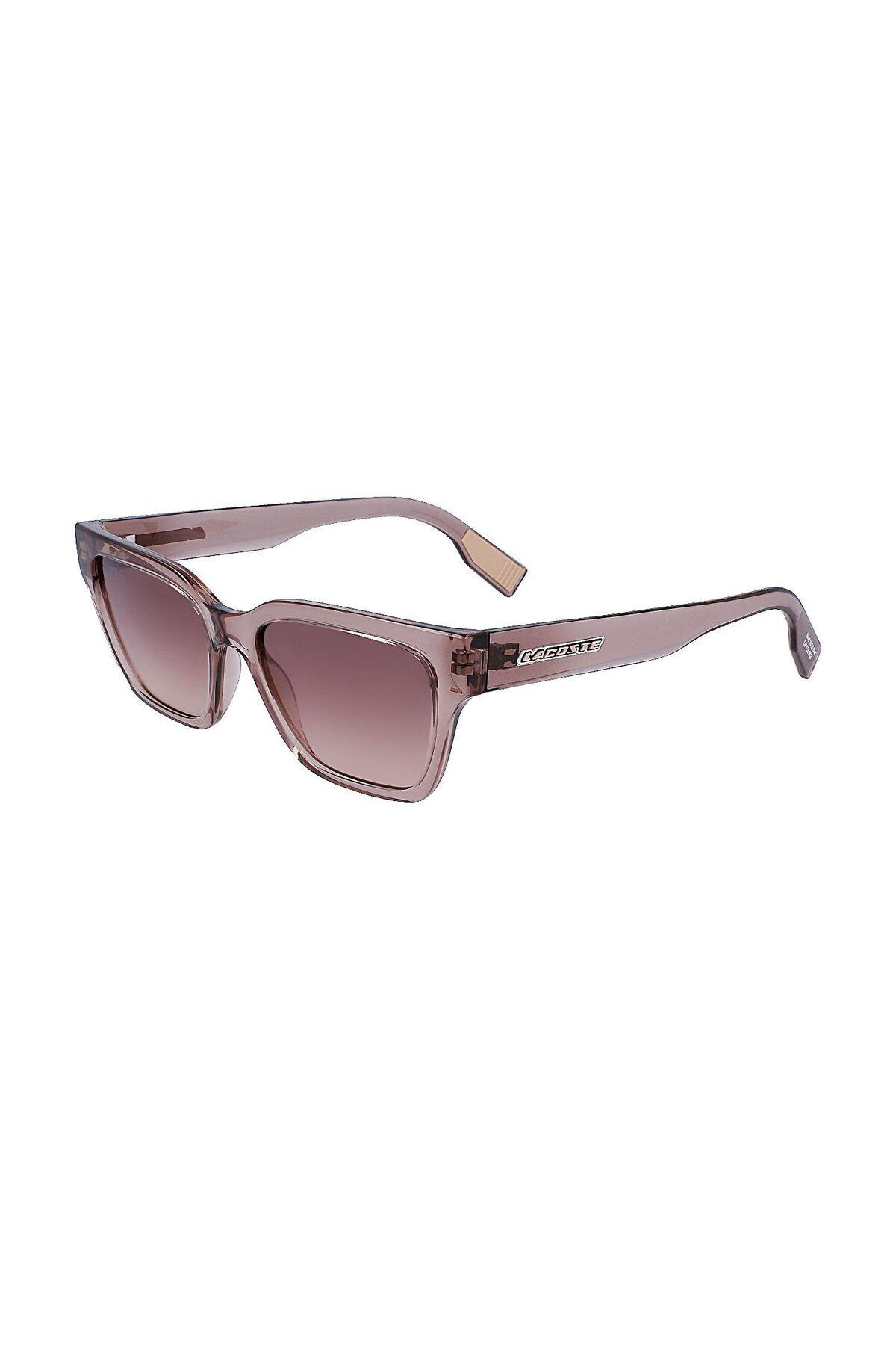 L 6002s 035 53 Unisex Dikdörtgen Şeffaf Kahverengi Kemik Güneş Gözlüğü